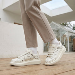 White And Black Leather-b Style