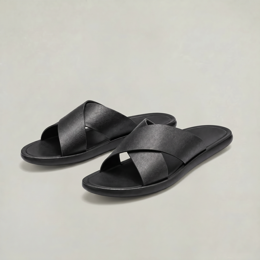 Men's Cross Strap Slide Sandals - Anti-Slip Home Slippers