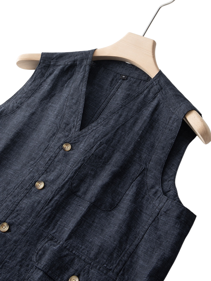 Élan Indigo Linen Vest