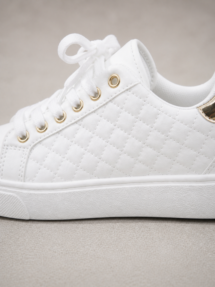 Women’s Comfort Trainers – Quilted Leather Look Shoes
