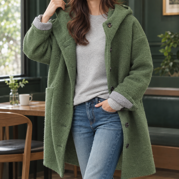 Antonia-Sage Hooded Coat