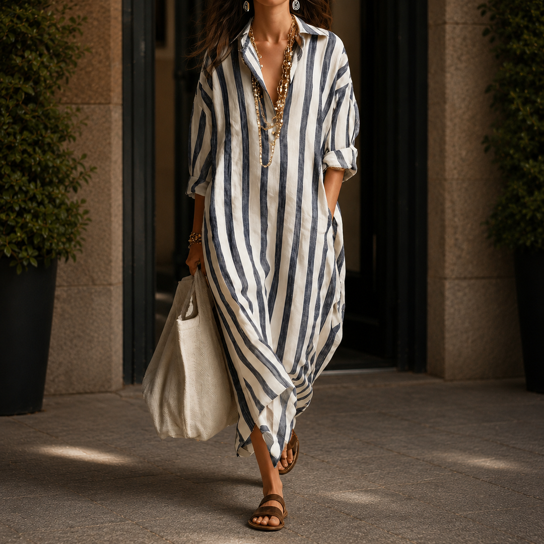 Adele Striped Shirt Dress