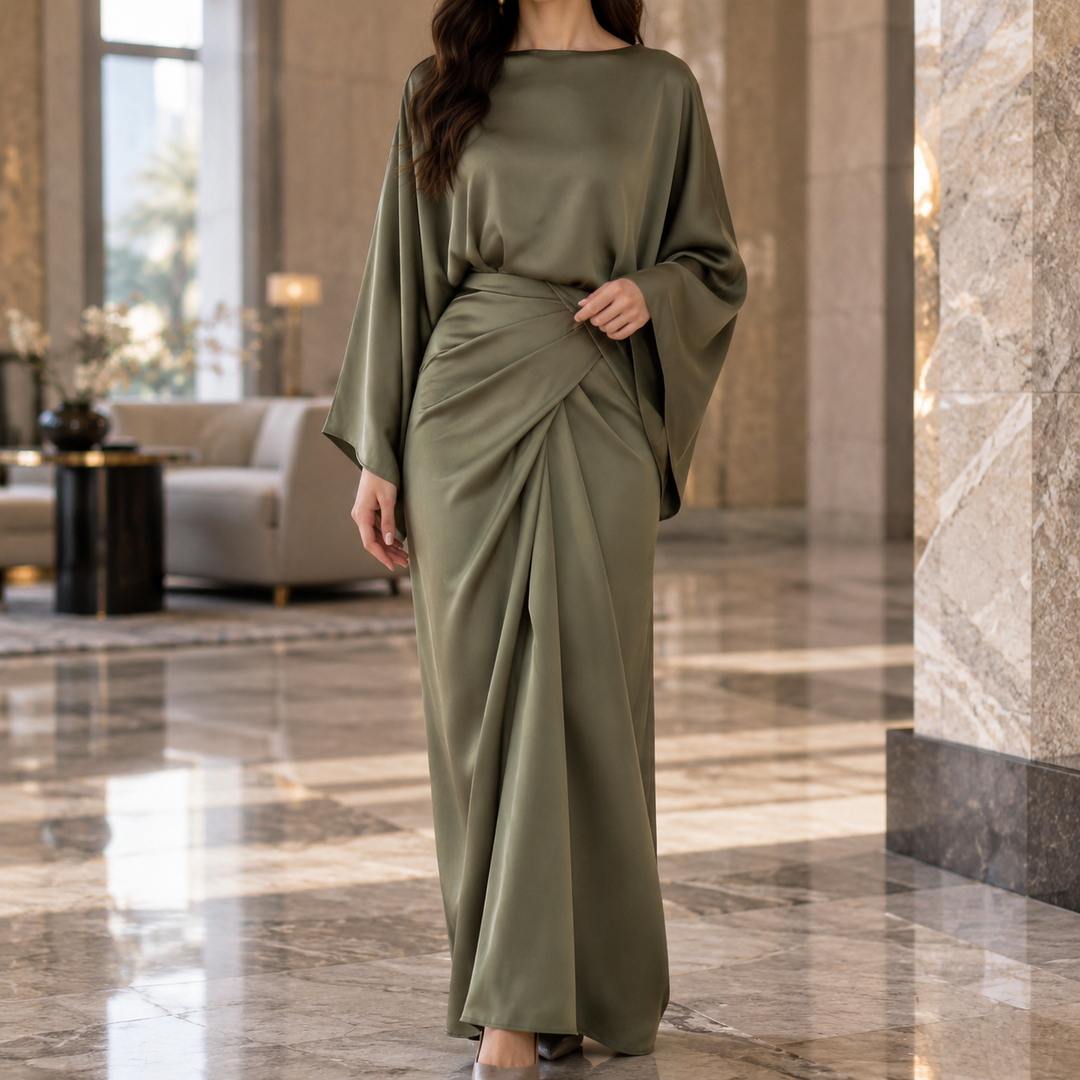 Cecily-Pearl Draped Maxi Dress