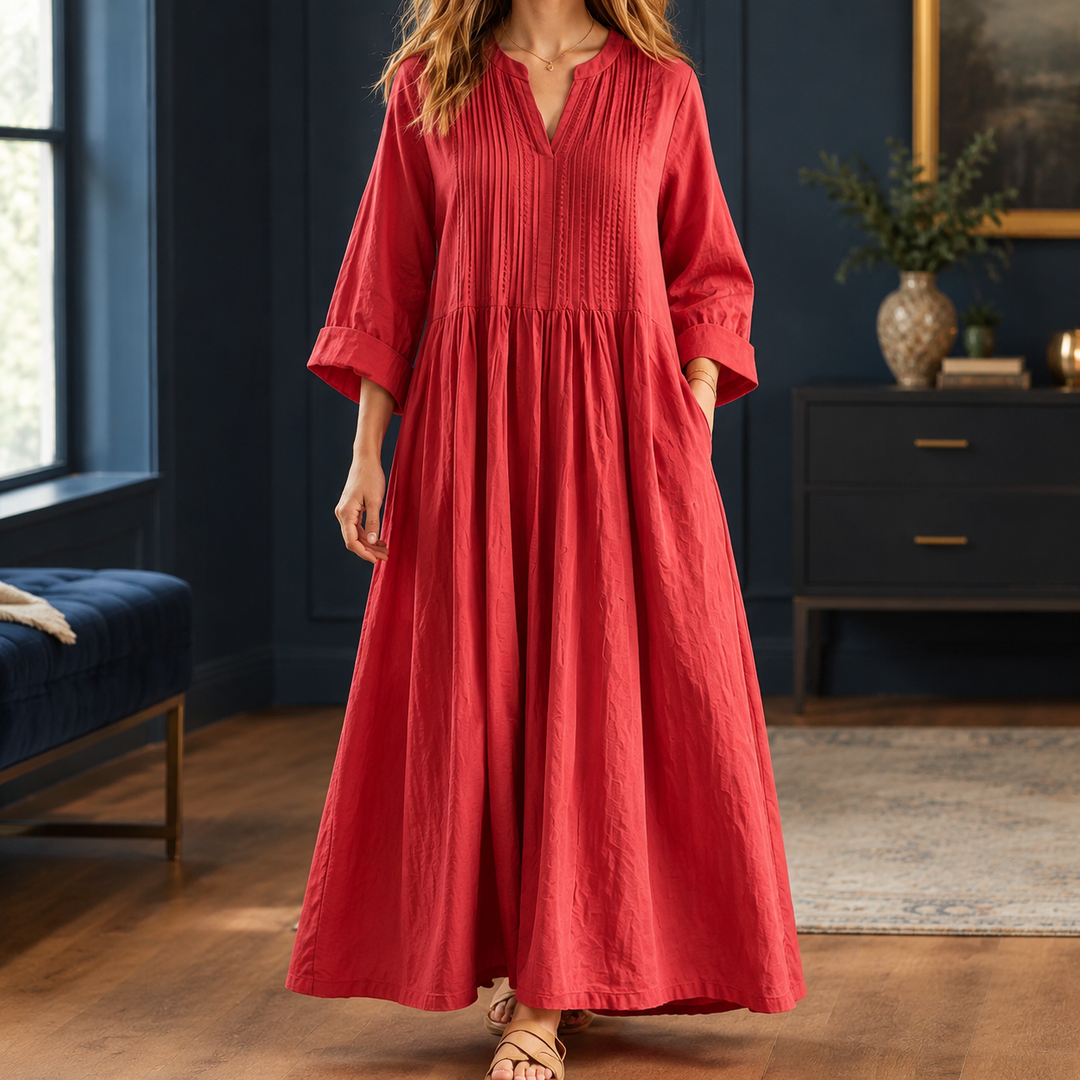 Violetta-Jade Pintuck Maxi Dress
