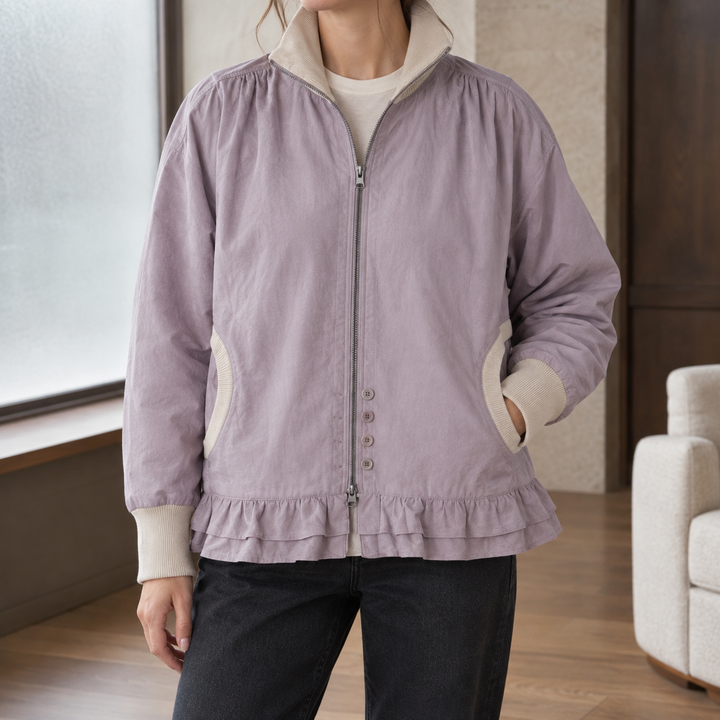 Rosemary-Claire Ruffle Zip Jacket