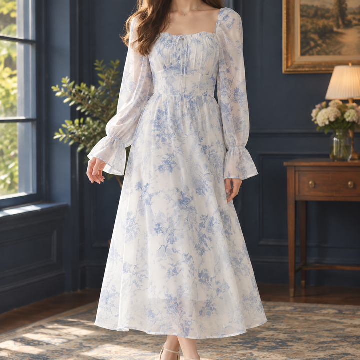 Mireille-Pearl Floral Midi Dress
