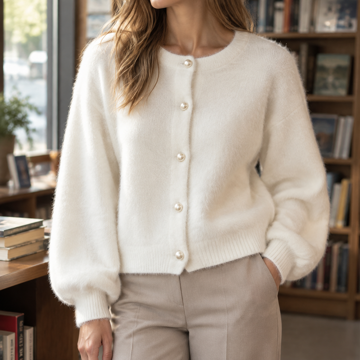 Oriane-Claire Pearl Button Cardigan