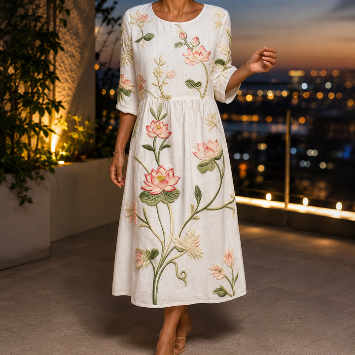 Willa Embroidered Midi Dress