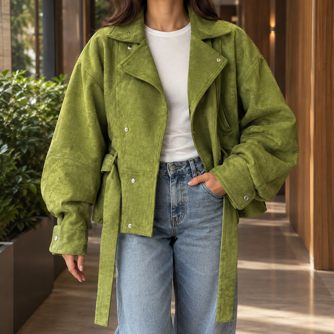 Desiree-Marie Belted Moto Jacket