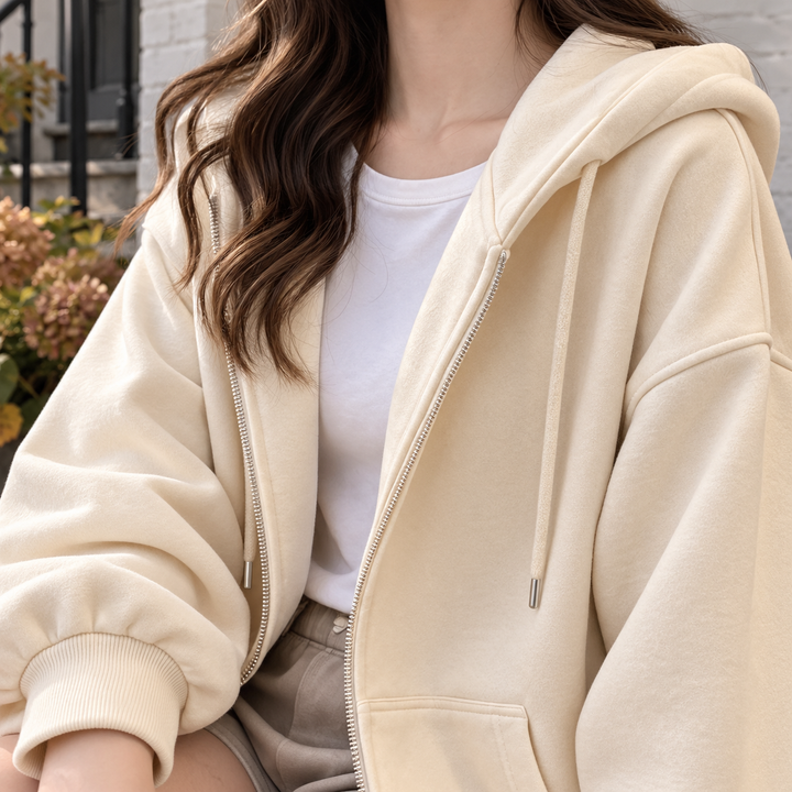 Nina-Pearl Relaxed Zip Hoodie