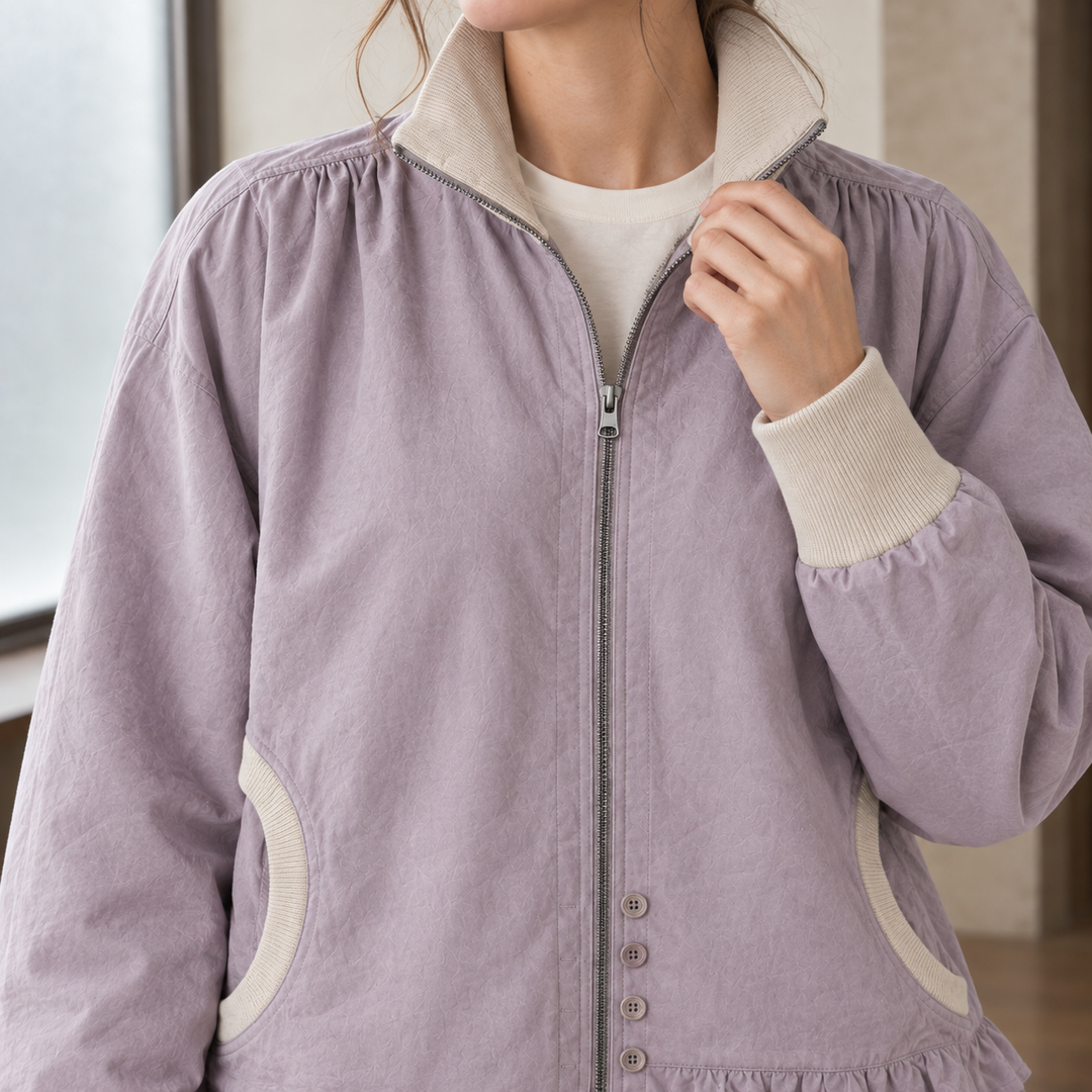 Rosemary-Claire Ruffle Zip Jacket