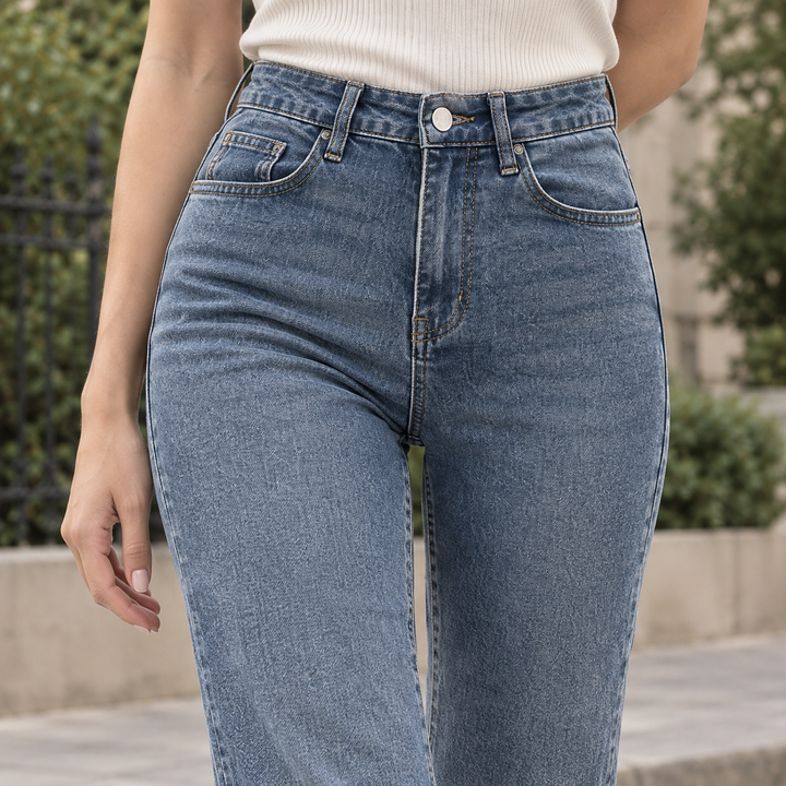 Lucille-Sage Flared Jeans