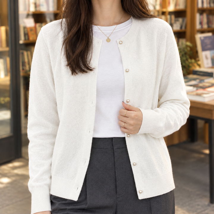 Brigitta-Sage Pearl Cardigan