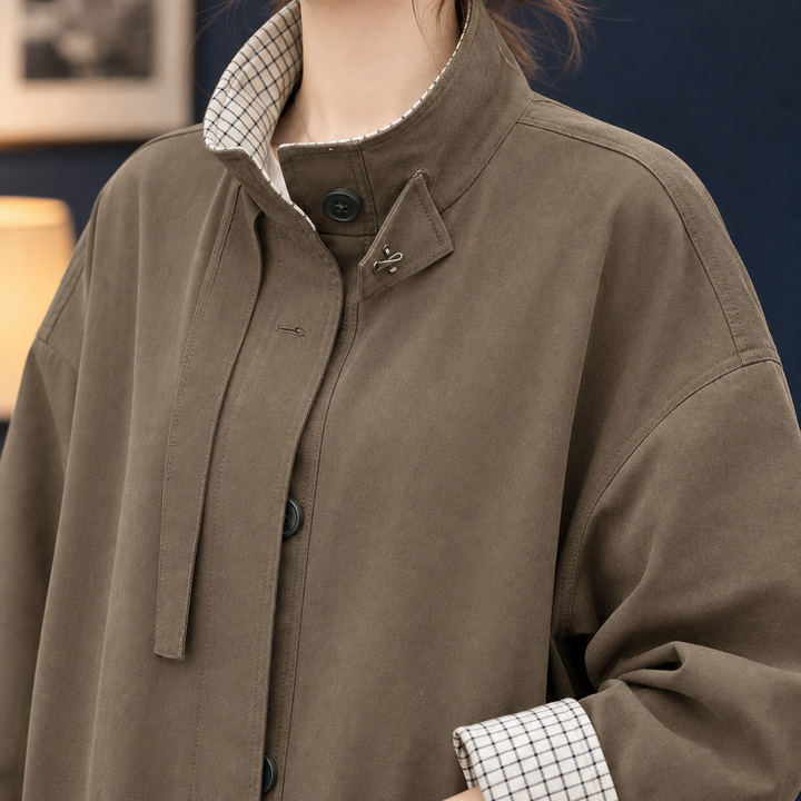 Grace-Mae Check-Trim Overcoat