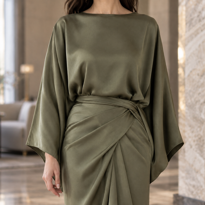 Cecily-Pearl Draped Maxi Dress