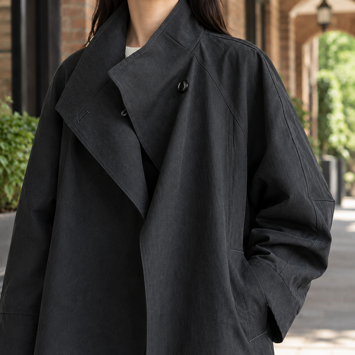 Ariadne-Claire Stand Collar Overcoat
