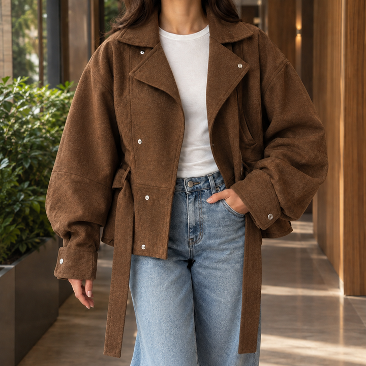 Desiree-Marie Belted Moto Jacket