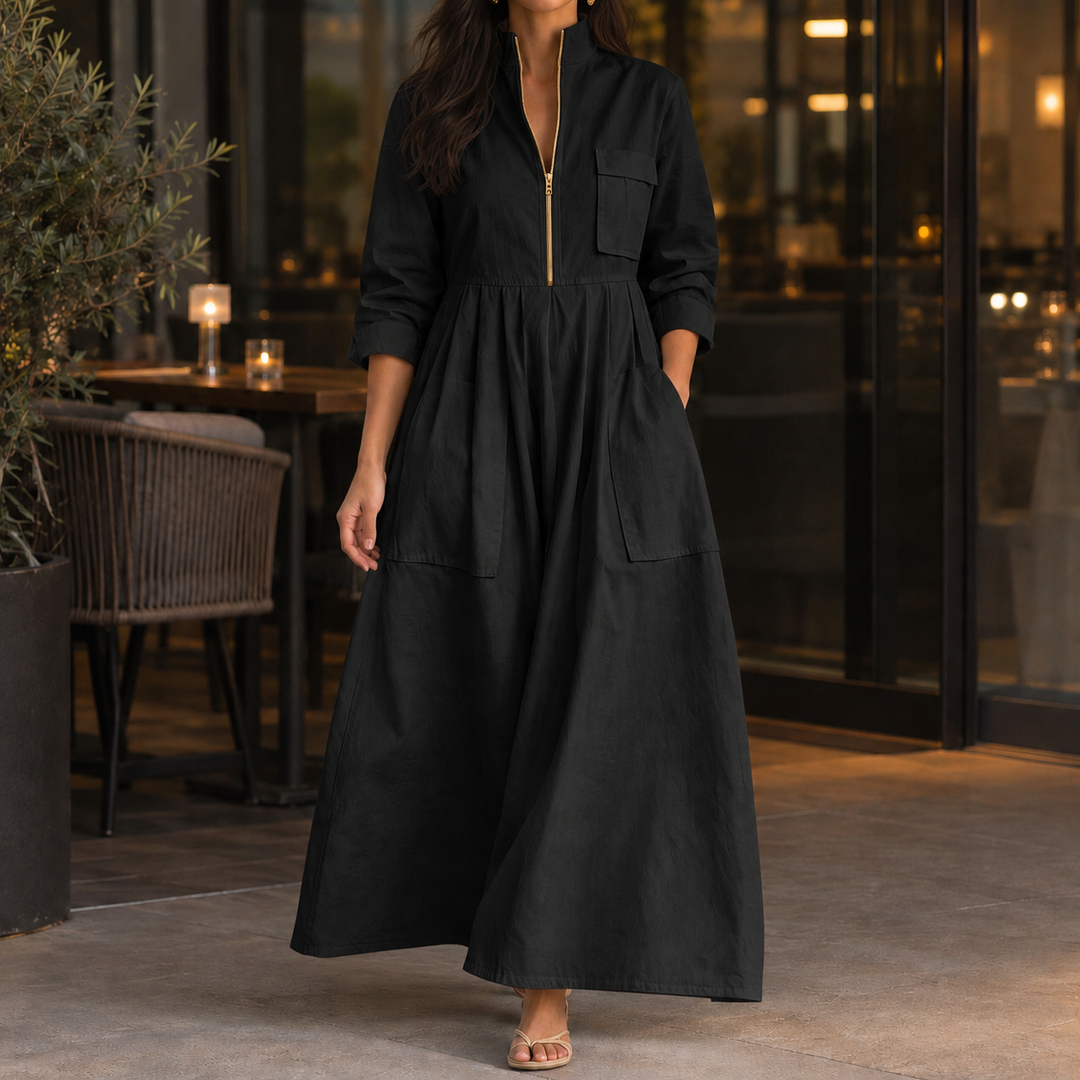 Guinevere-Hope Half-Zip Maxi Dress
