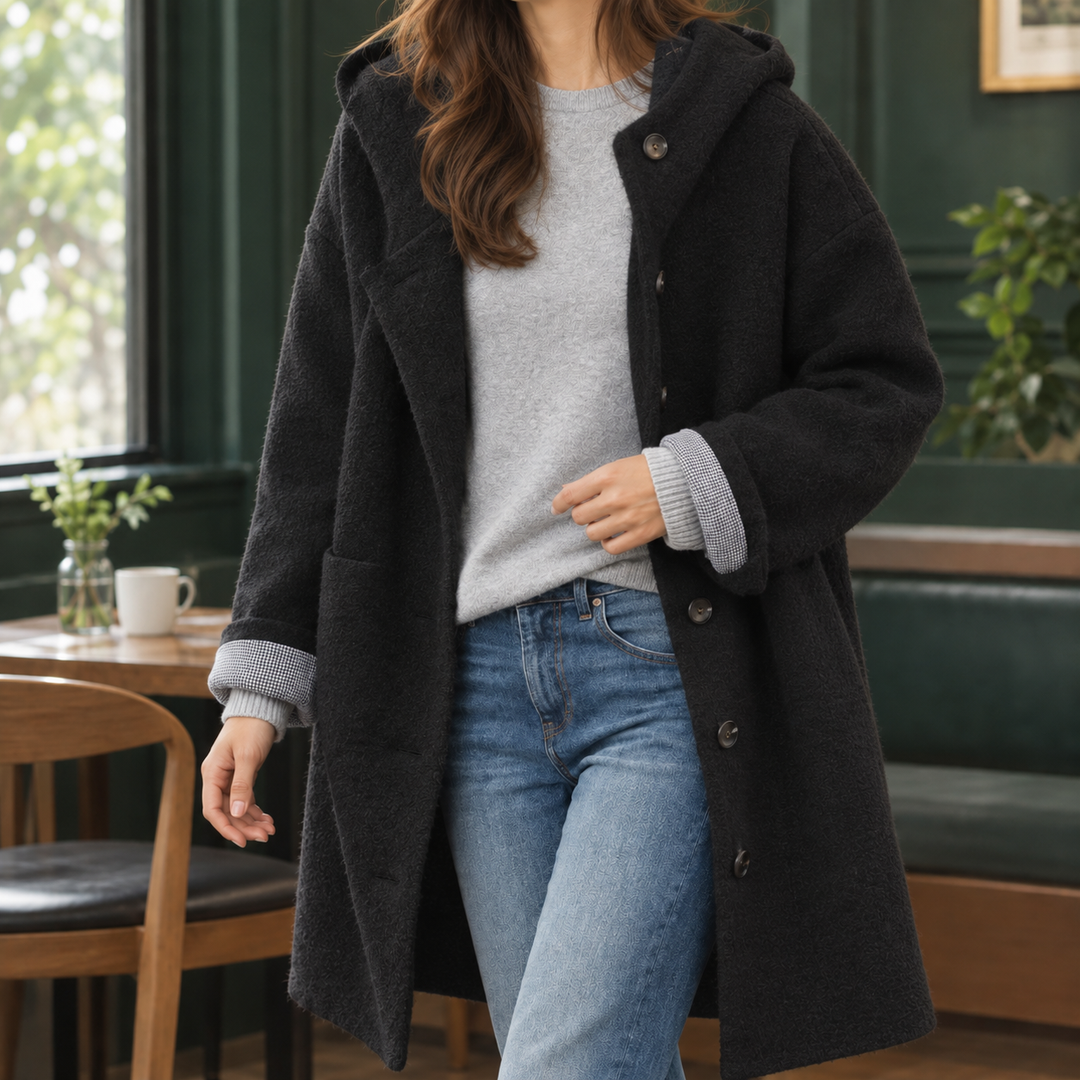 Antonia-Sage Hooded Coat