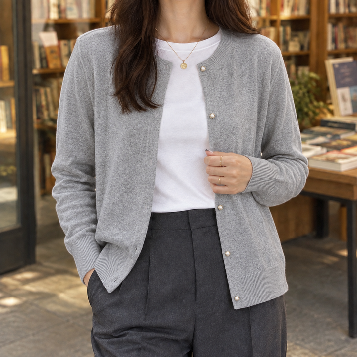 Brigitta-Sage Pearl Cardigan