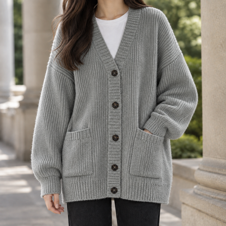 Mireille-Sage Ribbed Cardigan