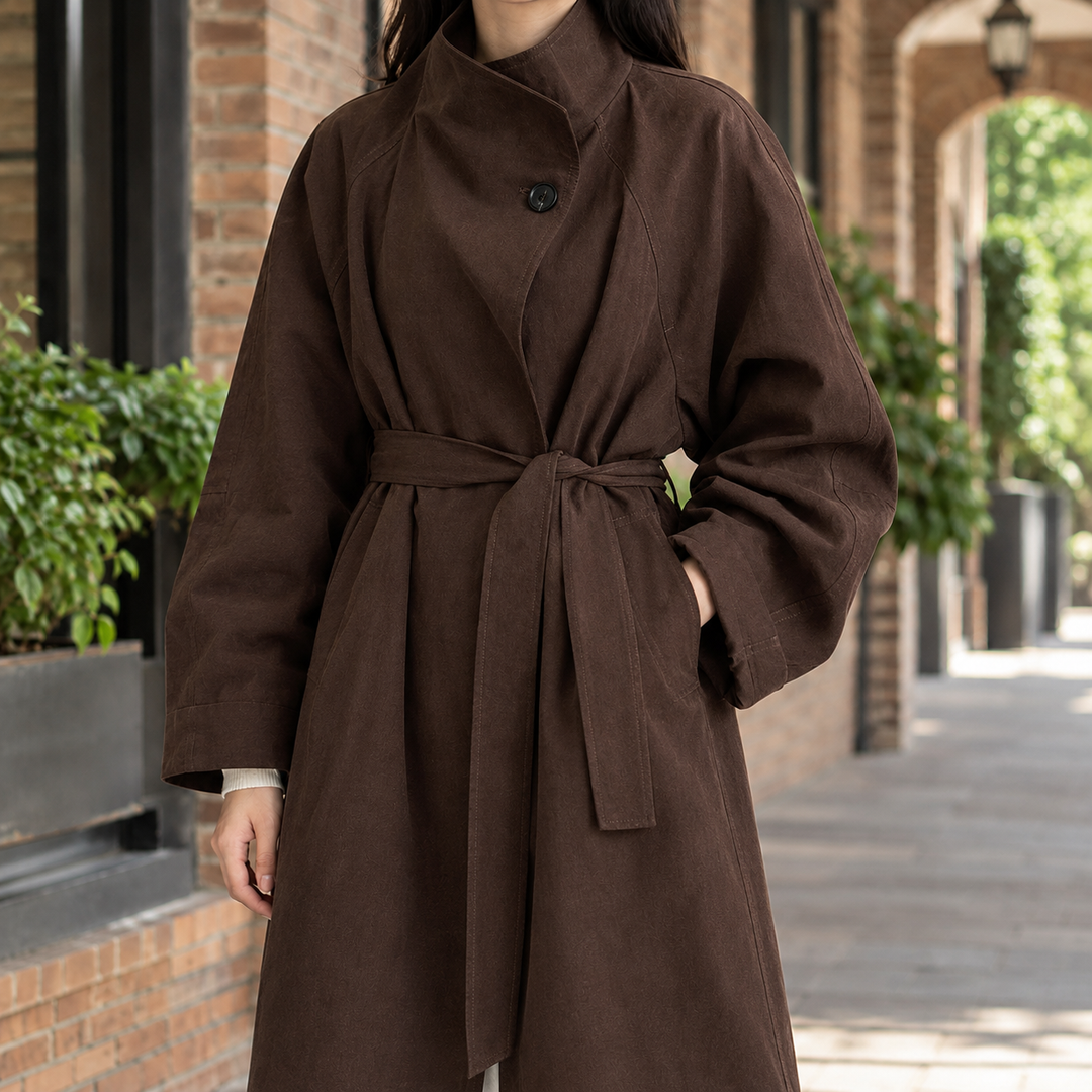 Ariadne-Claire Stand Collar Overcoat