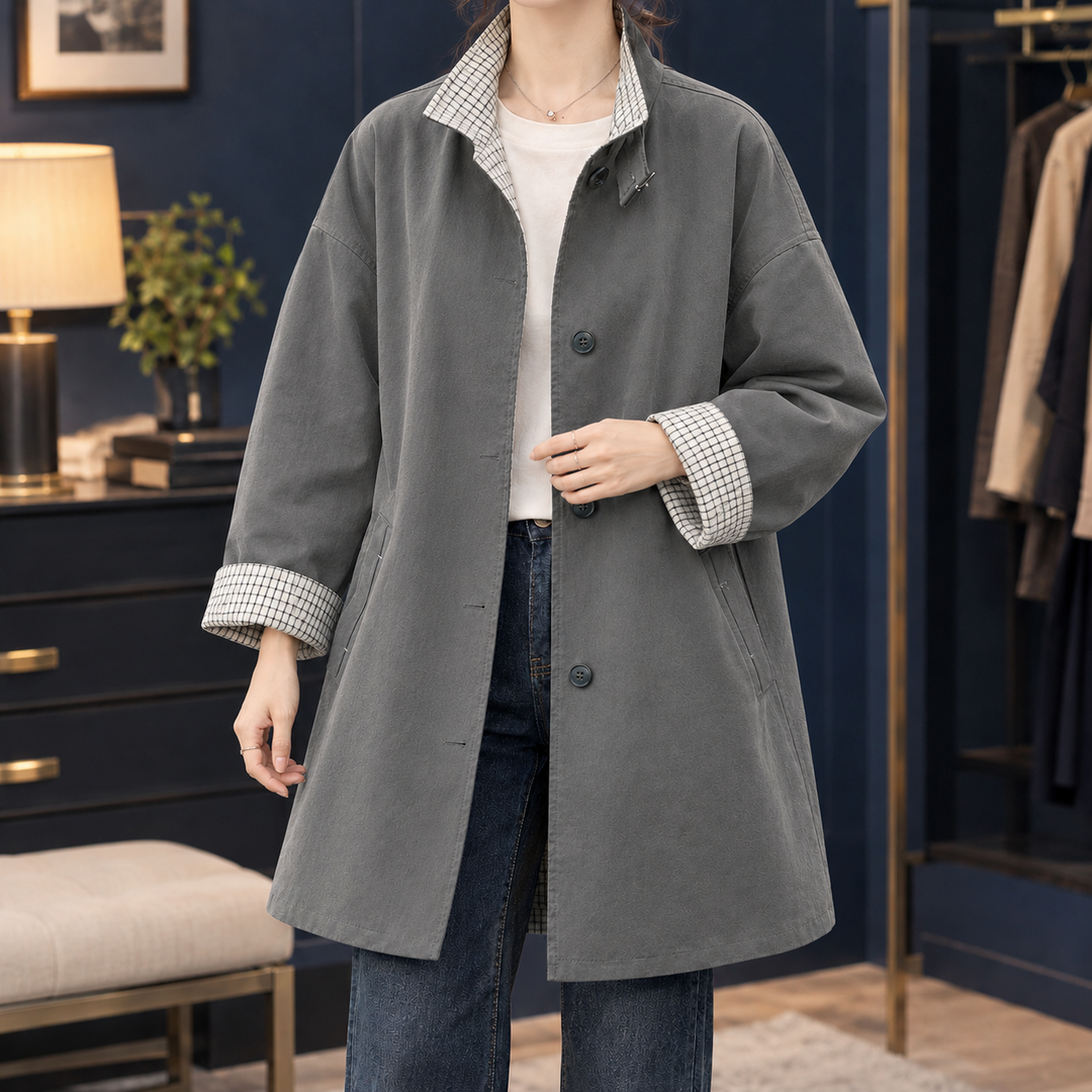 Grace-Mae Check-Trim Overcoat