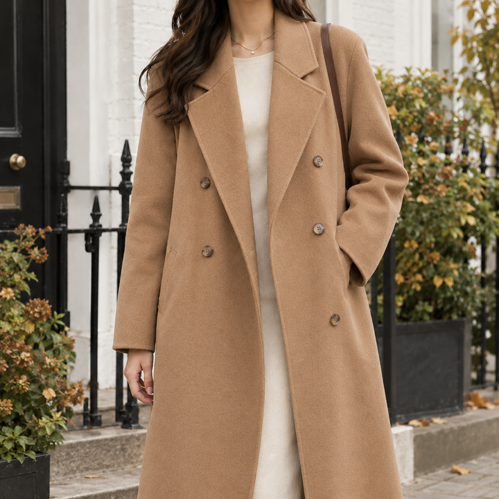 Capucine-Pearl Double-Breasted Coat