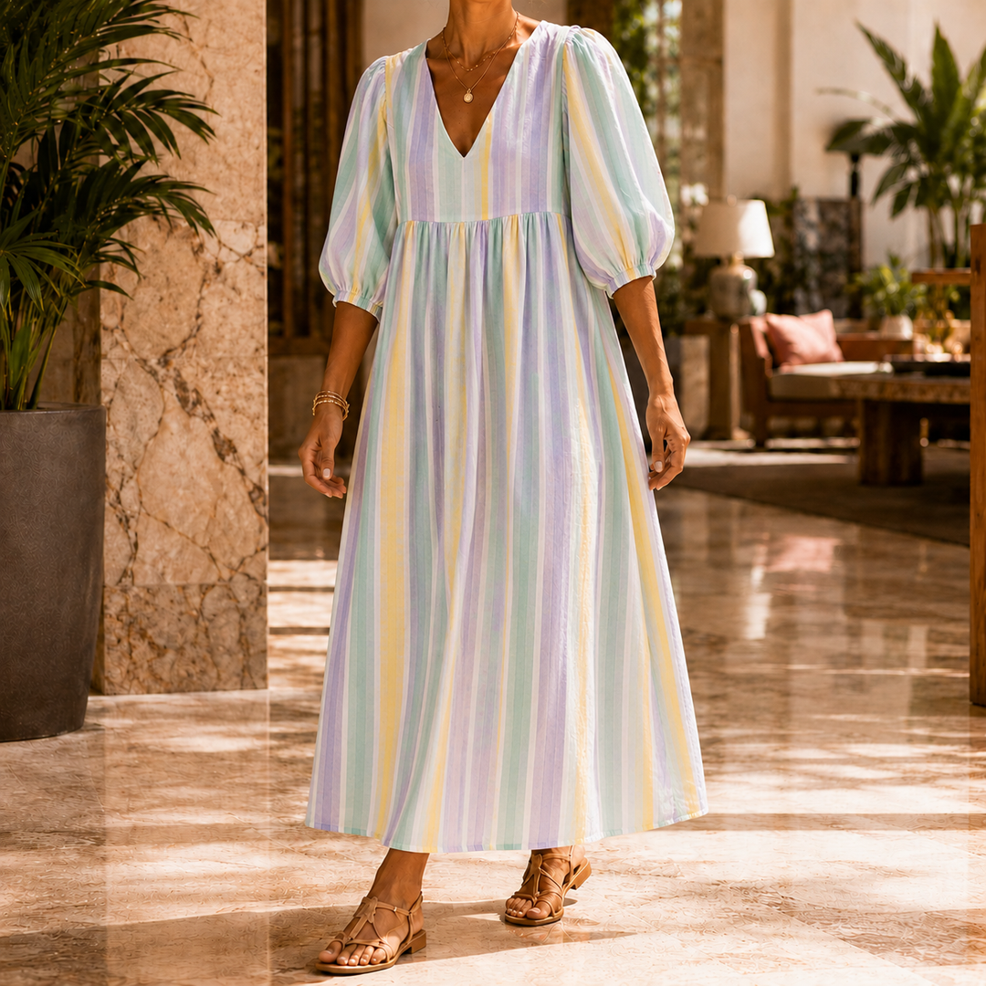 Audrey Striped Midi Dress