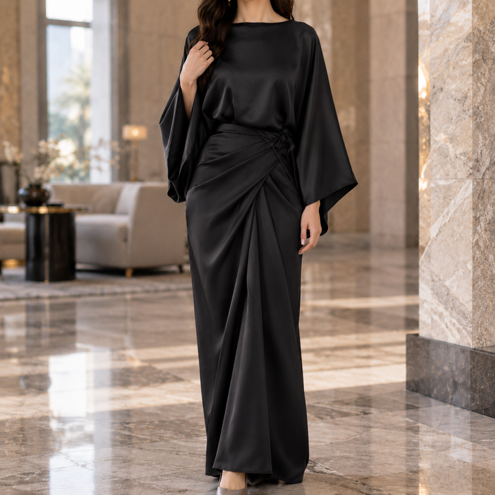 Cecily-Pearl Draped Maxi Dress