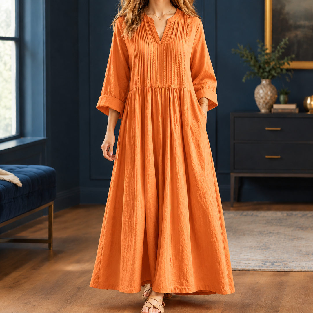 Violetta-Jade Pintuck Maxi Dress