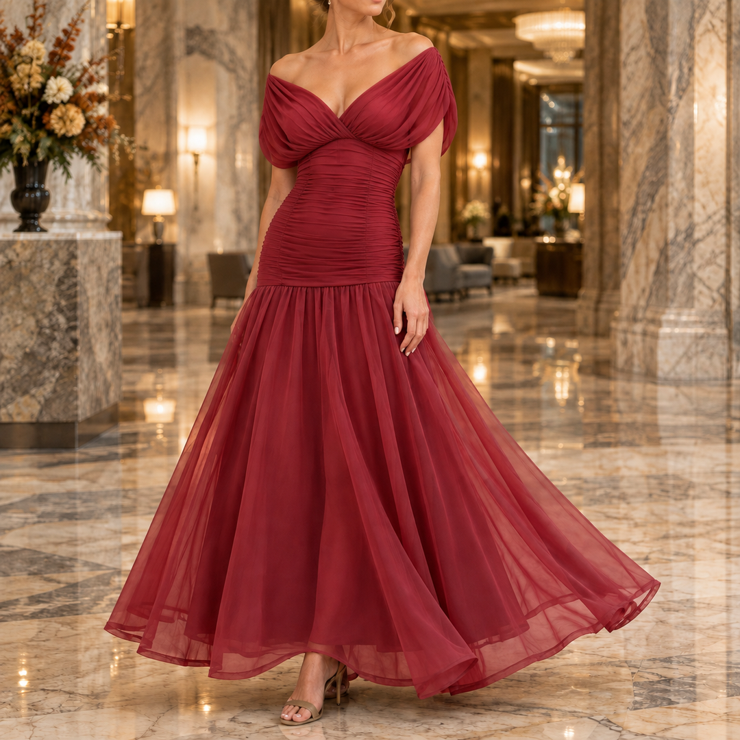 Georgina-Lane Ruched Maxi Dress