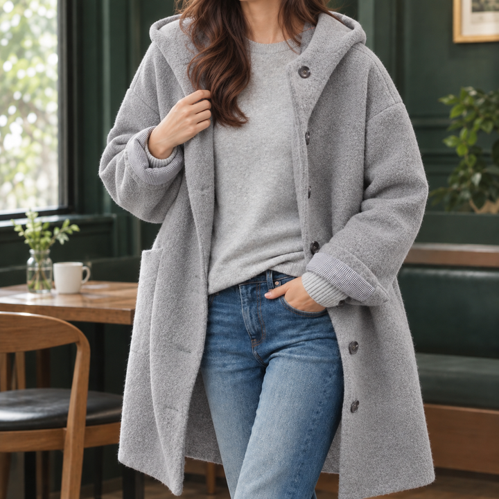 Antonia-Sage Hooded Coat