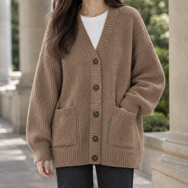 Mireille-Sage Ribbed Cardigan