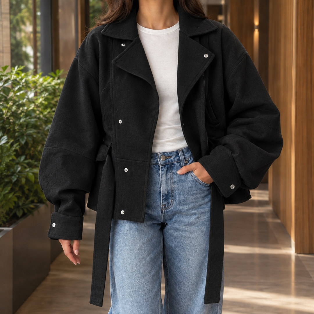 Desiree-Marie Belted Moto Jacket