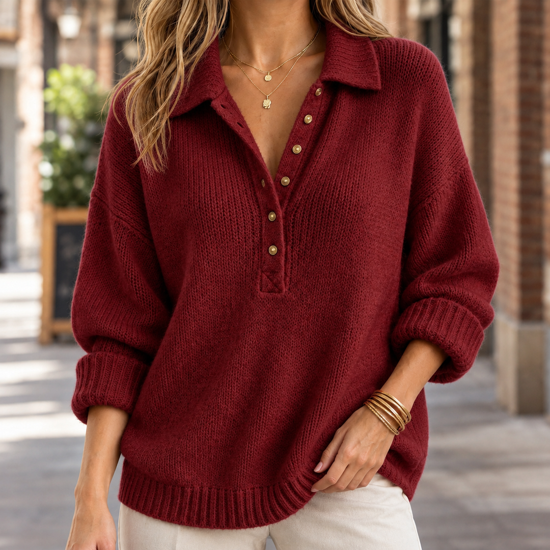 Delphine-Skye Relaxed Polo Sweater