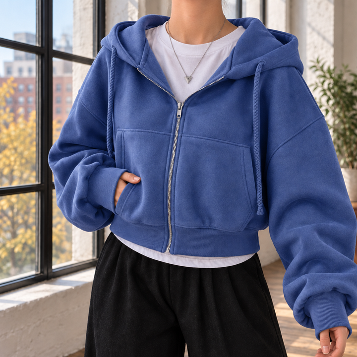 Hazel-Rae Cropped Zip Hoodie