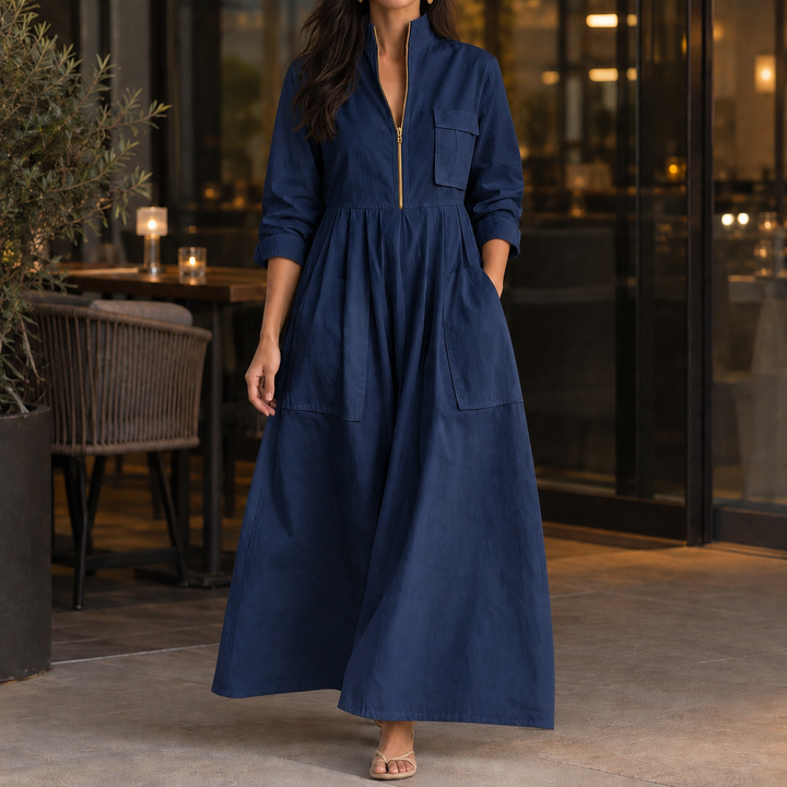Guinevere-Hope Half-Zip Maxi Dress