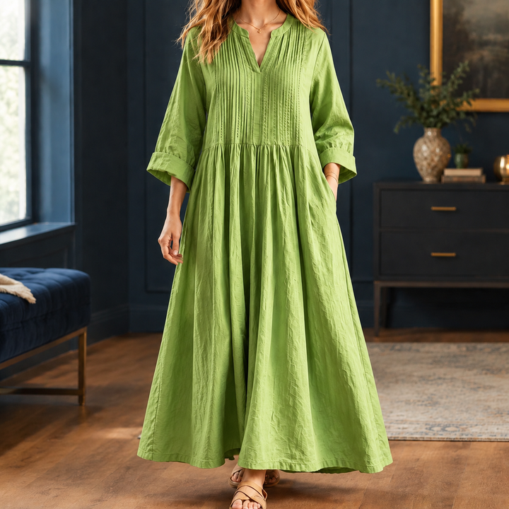 Violetta-Jade Pintuck Maxi Dress