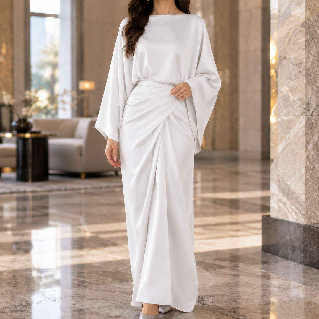 Cecily-Pearl Draped Maxi Dress