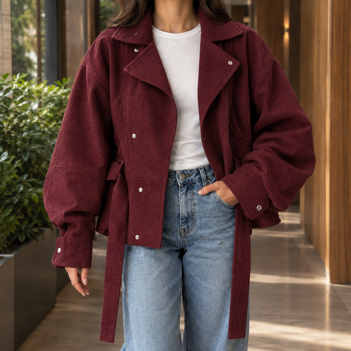 Desiree-Marie Belted Moto Jacket