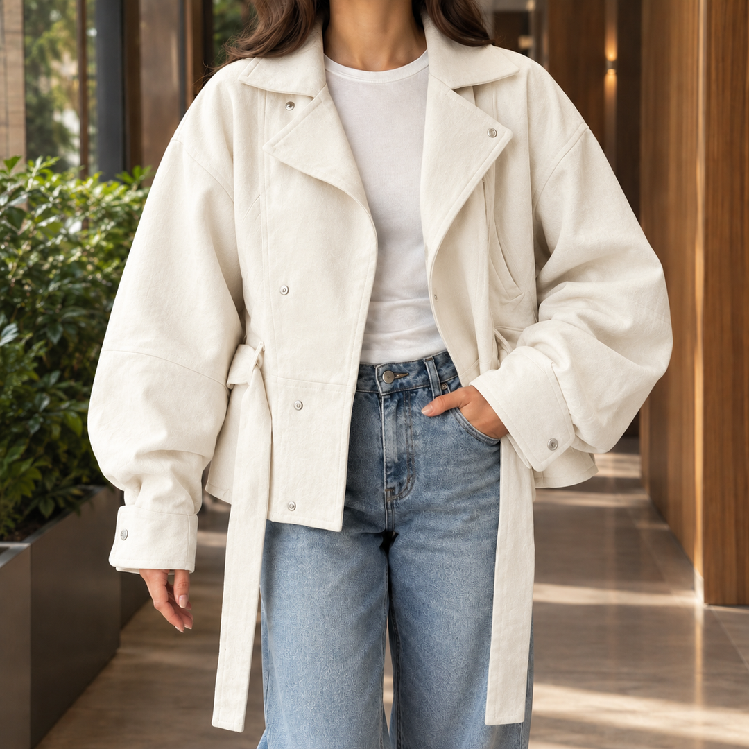 Desiree-Marie Belted Moto Jacket