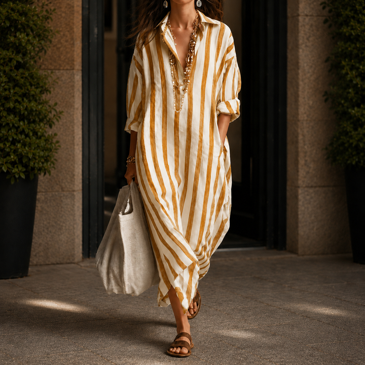 Adele Striped Shirt Dress