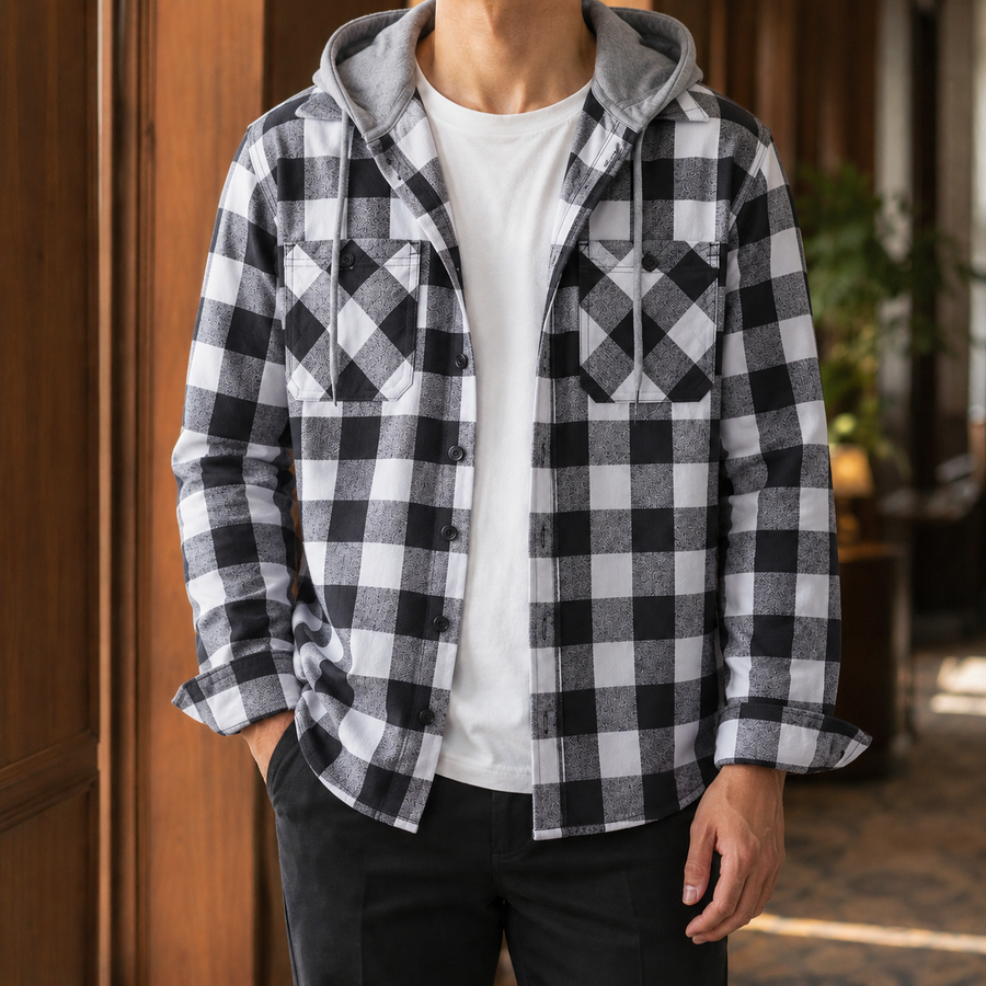 Gilles Plaid Hooded Overshirt