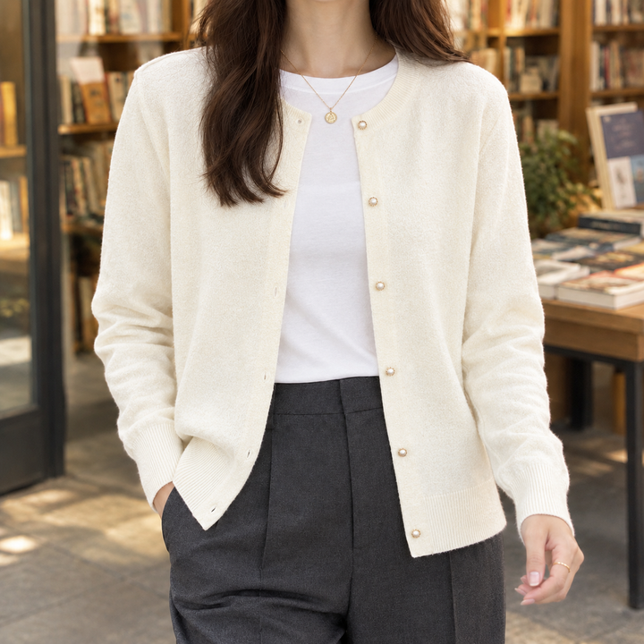 Brigitta-Sage Pearl Cardigan