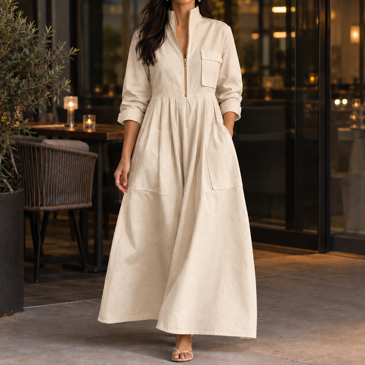 Guinevere-Hope Half-Zip Maxi Dress