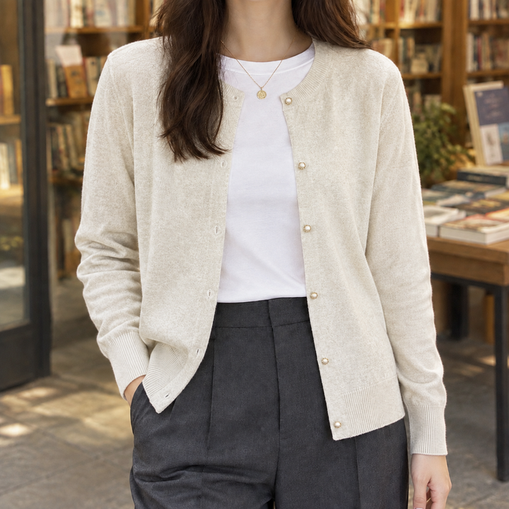 Brigitta-Sage Pearl Cardigan