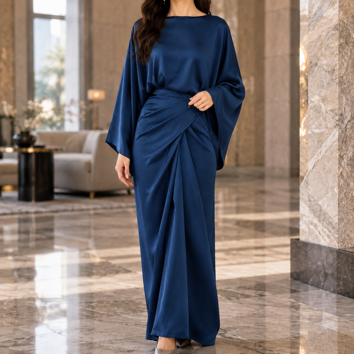 Cecily-Pearl Draped Maxi Dress