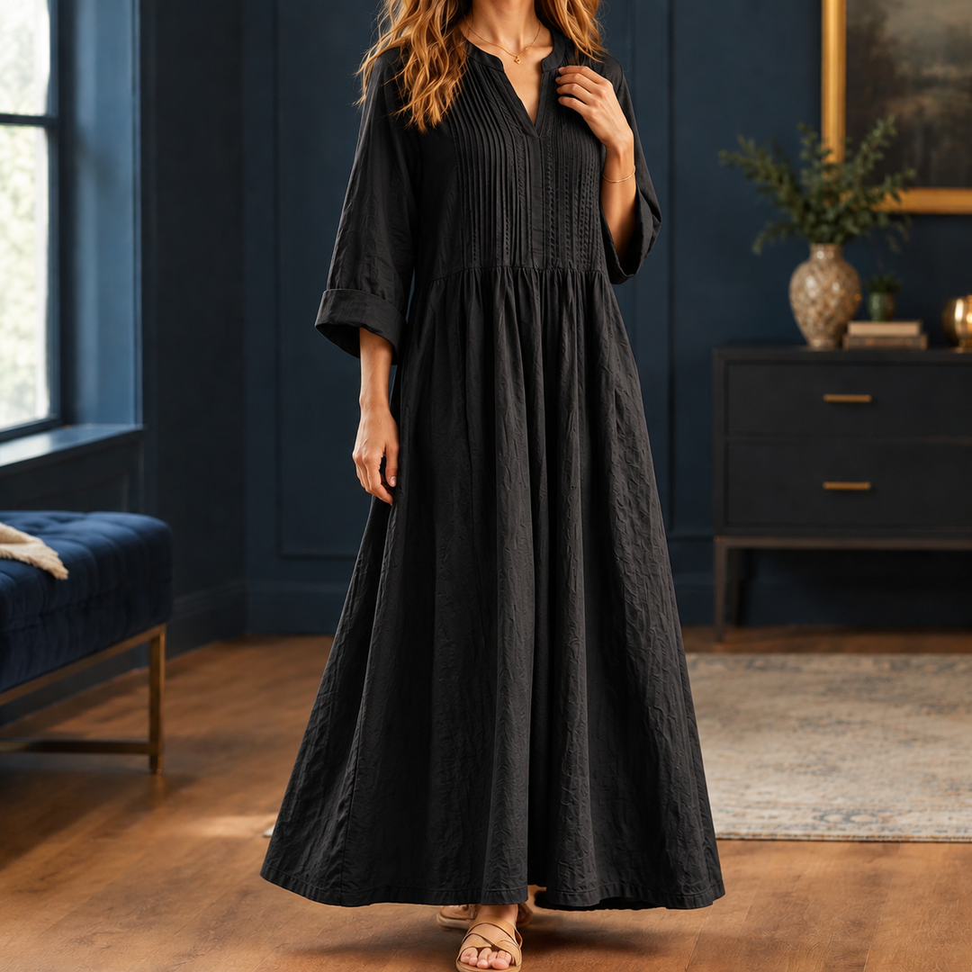 Violetta-Jade Pintuck Maxi Dress