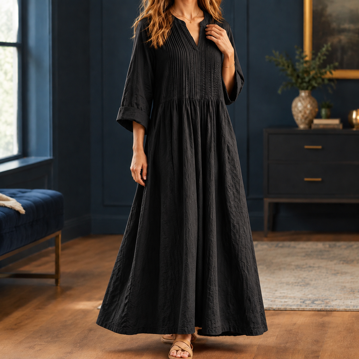 Violetta-Jade Pintuck Maxi Dress